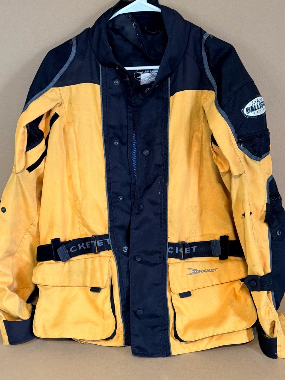 Joe Rocket Ballistic Series Mesh Motorcycle Yellow Black Jacket Fits Like L/XL
